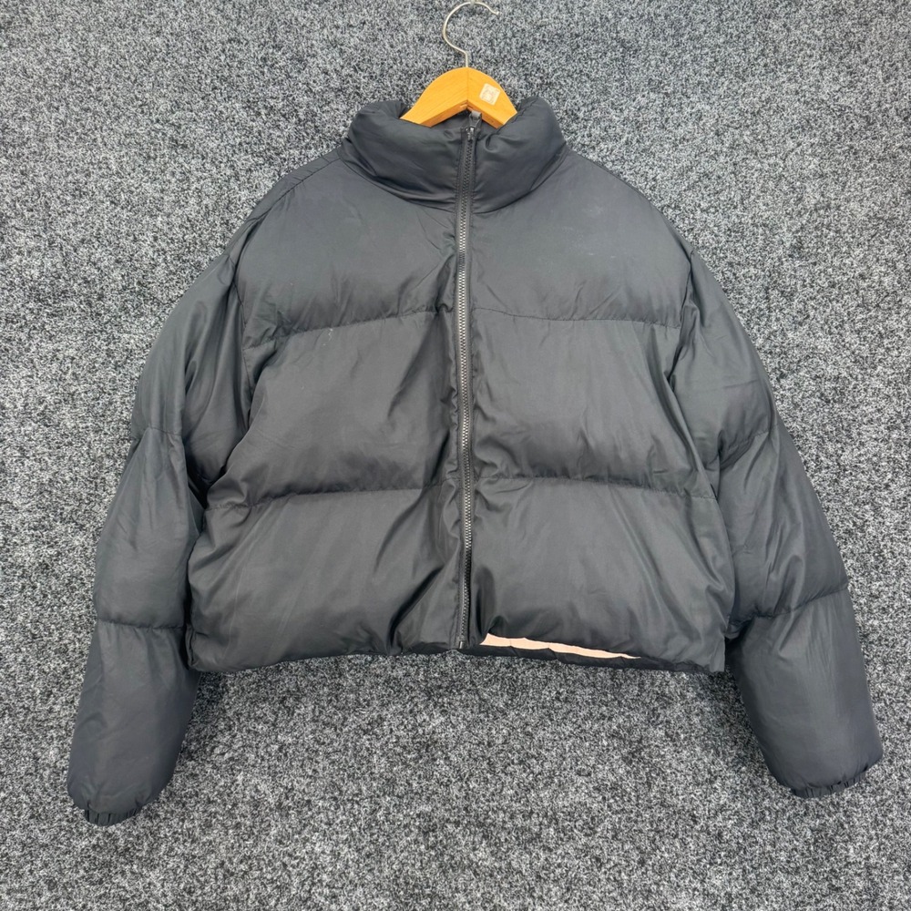 Fabletics Womens Black Cropped Puffer Jacket Full Zip Insulated Coat Size L